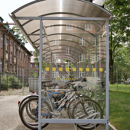 Fietsoverkapping Ticino - Open en Transparant 11 Voordelig en luxe fietsparkeren met fietsoverkapping Ticino. Leverbaar in verschillende afmetingen en RAL- kleuren.